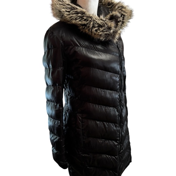 Rachel Faux Fur Trim Asymmetrical Puffer Coat, Black | Sz. Xs | EUC - Picture 5 of 8